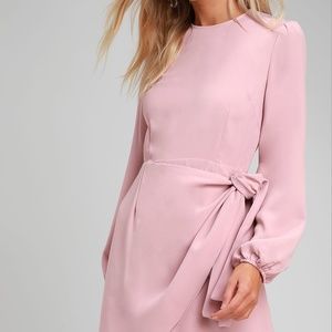 Believe It or Knot Rose Pink Long Sleeve Tie-Front Skater Dress